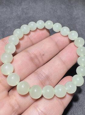 放大漏方言和田玉精品老坑青海高冰起荧光晴水8mm圆珠手串手链S6