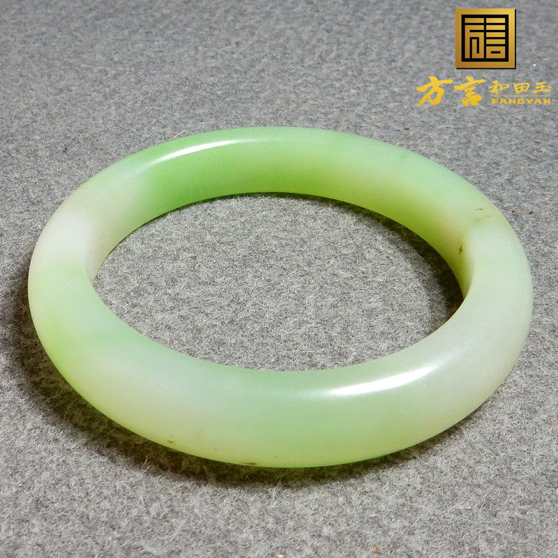 方言和田玉精品珍藏级青海老坑料细腻油玉翠色51mm女士手镯x
