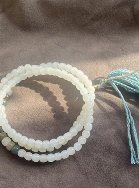 新疆且末白玉6mmDIY多宝多圈手串
