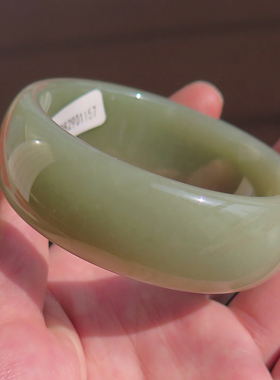 抢疯了方言和田玉精品新疆且末料青白玉油润内径59mm宽条手镯子X5