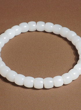 放巨漏方言和田玉新疆且末料细腻油润羊脂白玉7mm直切手串手链A6