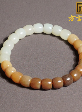 和田玉新疆油糯糖玉白玉渐变手串