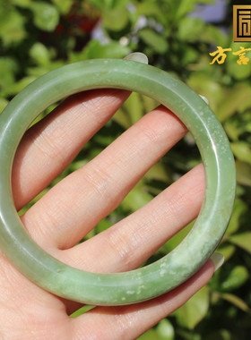 青海料翠青带墨双色58mm圆条手镯