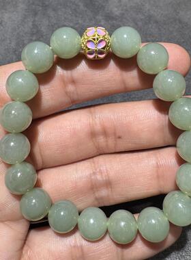 美哭方言和田玉老熟难得一见回馈新疆且末蓝调精美10mm搭配手串S