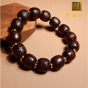 方言和田玉老熟包浆黑山经脉磨砂玻璃皮玛瑙14mm男女款轻奢手串A6