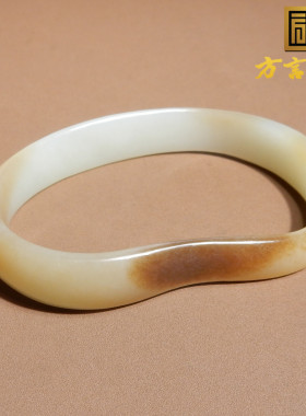 美滋滋方言精品和田玉巨漏新疆且末料糖白玉69mm异型女士手镯w
