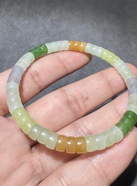 方言和田玉碧玉紫罗兰黄口晴水多巴胺彩虹春天直切药片手串手链S6