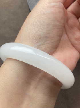 金丝玉天山翠高冰底白玉54mm手镯