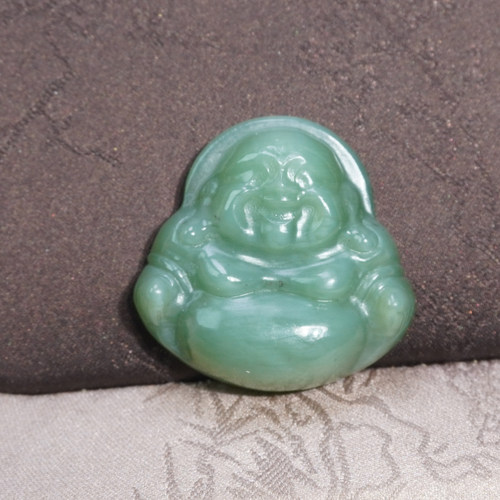 俄罗斯老坑料粉青碧玉笑佛吊