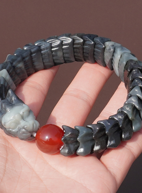 方言和田玉特色青花意境聚墨手串