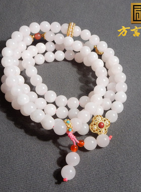 青海老料藕粉圆珠细油润8mm手链