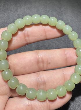 美哭了方言新疆和田玉精品老坑且末黄口油润细腻卡8mm手串手链S6