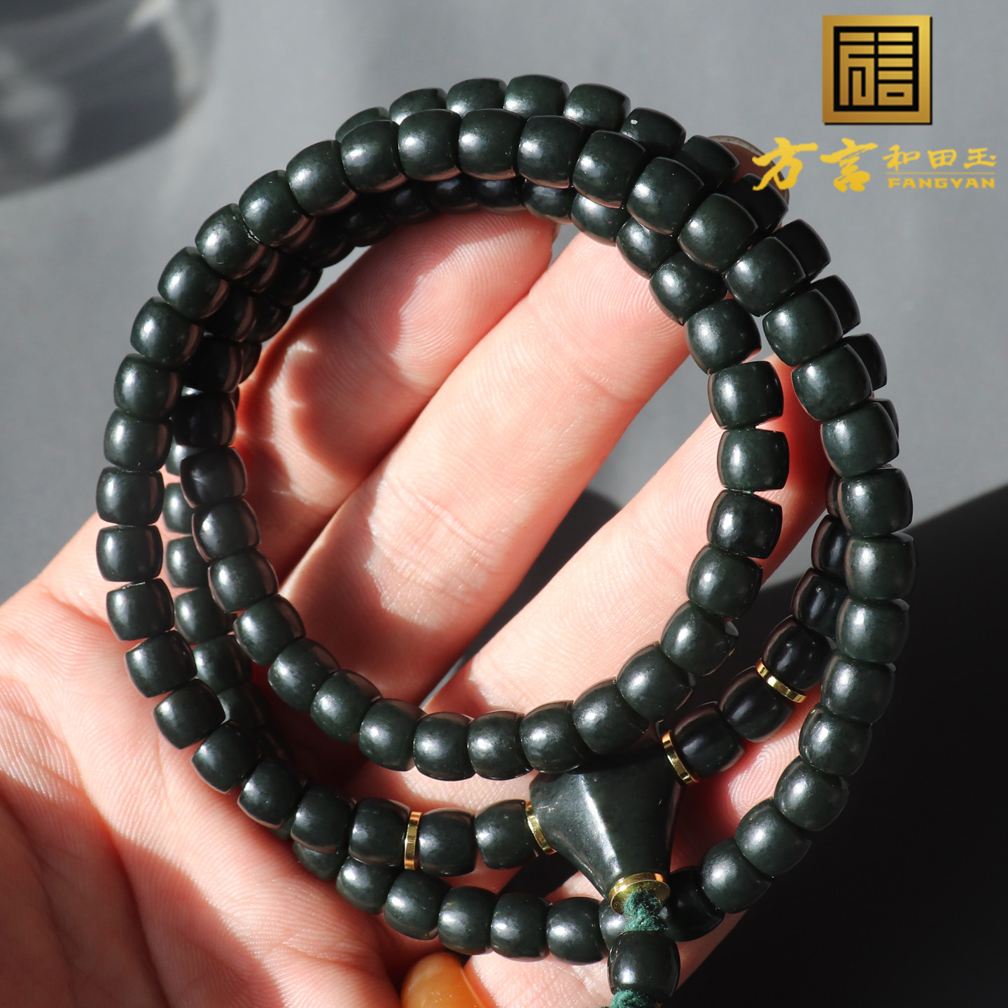 精品方言和田玉佩戴级油润细腻新疆青玉卡7mm直切108颗项链A8