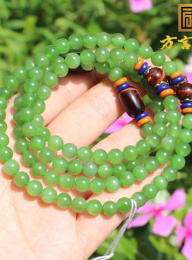 方言和田玉俄无黑点正阳绿碧手串