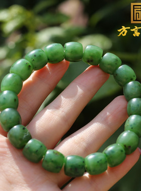 俄罗斯油菠菜绿碧玉11mm直切手串