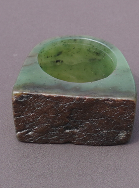 方言新疆和田籽料碧玉黄沁皮扳指