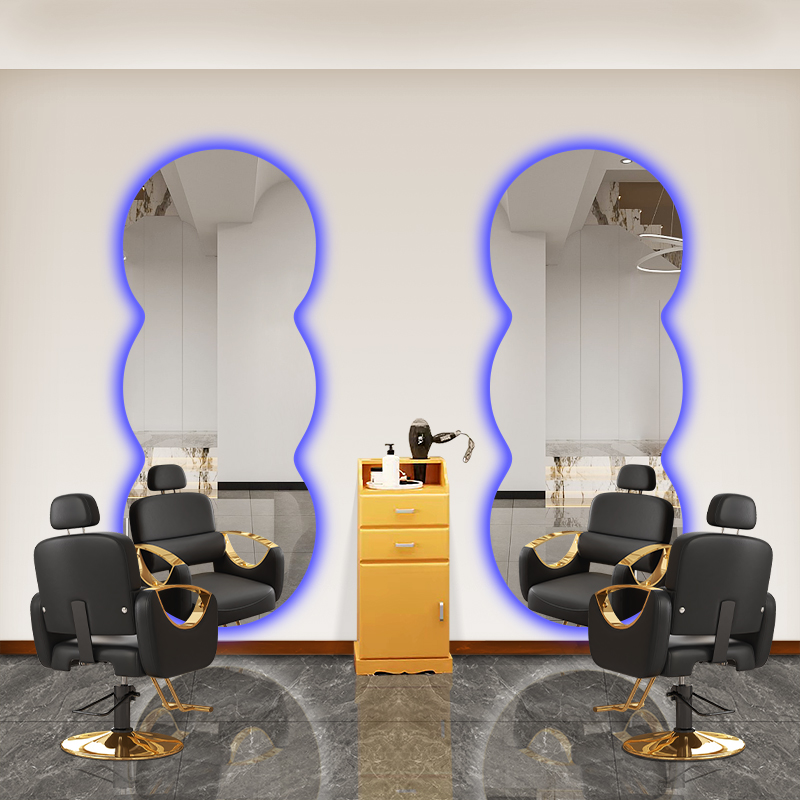 网红理发美容廊店镜台沙龙潮新款时尚烫染横挂整体单面挂墙LED灯