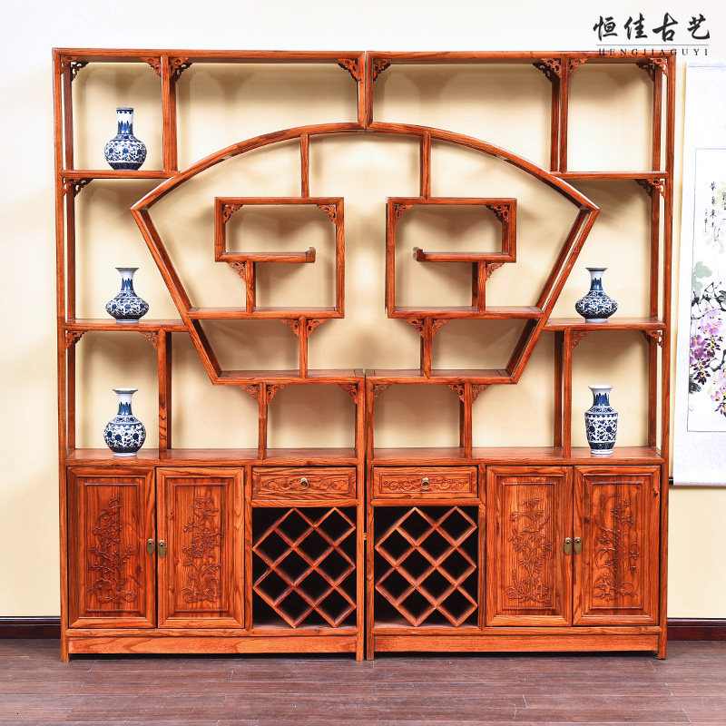 明清仿古红木中式古典全实木南榆多宝格/博古架