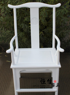法欧美式南榆木家具复古田园全实木家居白色官帽椅餐椅沙发太师椅