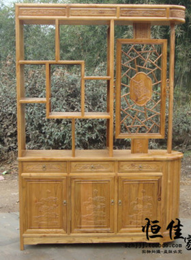 明清仿古红木中式全实木南榆木家具门厅柜 雕花玄关柜鞋柜餐边柜