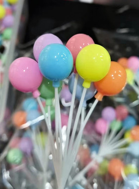 小气球生日蛋糕插件插牌蛋糕装饰气球玛卡龙色圆形爱心形彩色气球