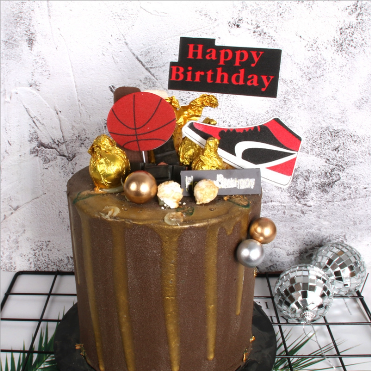网红篮球鞋仿翻糖蛋糕装饰插件aj抖音蛋糕装饰插牌男生生日蛋糕装