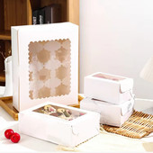 纸杯子蛋糕盒马芬盒甜品打包盒开窗1粒2粒4粒6粒12粒装