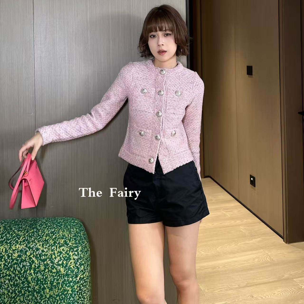 编织粉色小香风外套女2025年秋冬新款短上衣名媛气质时尚显瘦潮