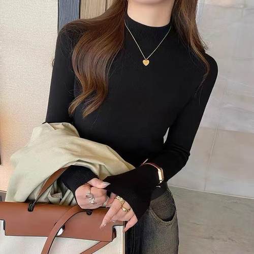 HIDAHIDA 韩妲高领毛衣打底衫黑色显瘦减龄韩版百搭
