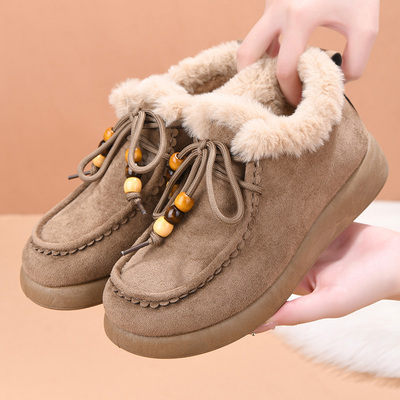 冬季老北京棉鞋女加绒保暖妈妈鞋棉靴加厚防滑女士雪地靴厚底防寒