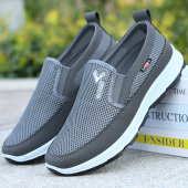 健步鞋 夏季 网鞋 轻便防滑运动鞋 老北京布鞋 男透气网面一脚蹬爸爸鞋