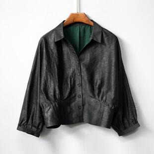 休闲衬衣女士衬衫 减龄款 X2577 宽松百搭绿色外套气质时尚 翠蔓短款