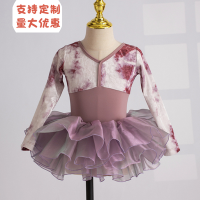 扎染舞蹈服儿童秋冬专业体操服女