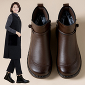 加厚加绒保暖妈妈鞋 2025冬季 棉鞋 舒适不累脚中老年人短靴防滑女鞋