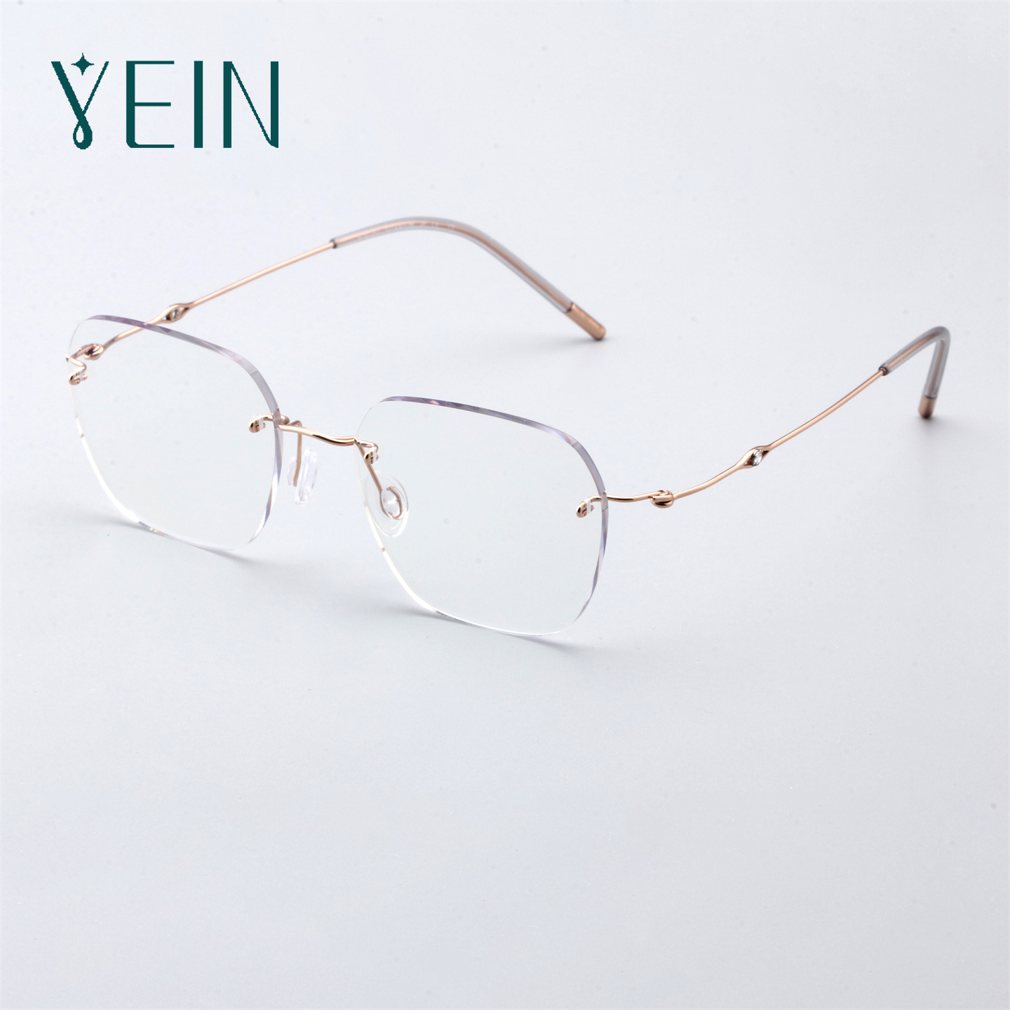YEIN魅影眼镜 简系列李沁同款简约超轻舒适时尚无框眼镜  J-7652