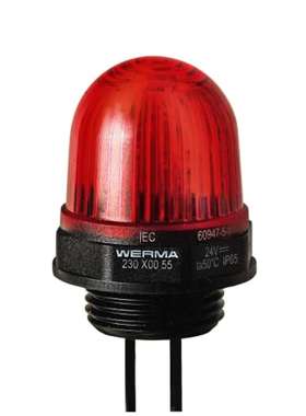 Werma 230.100.67 230系列红色连续照明信标115伏内置安装LED灯泡