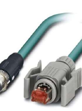 Phoenix 1407423 2m Cat5 蓝色 M12 转公头 RJ45 公头屏蔽 屏蔽已