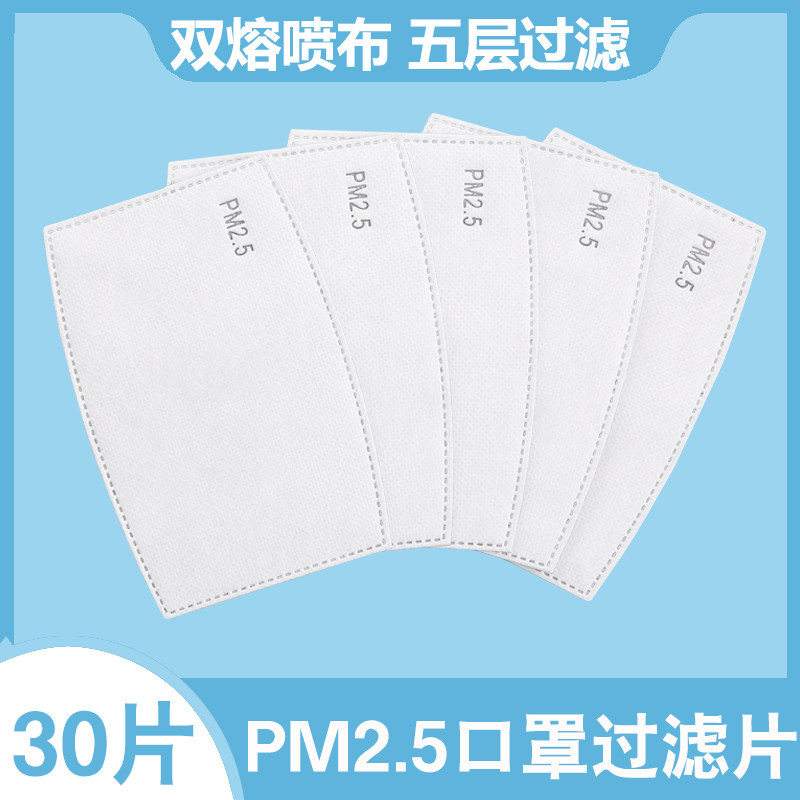 熔喷布防护滤芯pm2.5过滤片通用替换活性炭5层过滤防雾霾口罩滤片