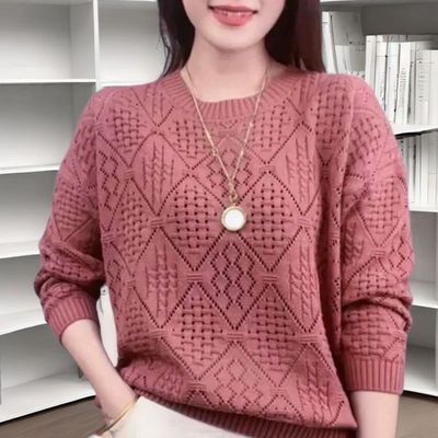 300斤加大码秋夏季镂空二八月穿打底衫可外穿打底衫针织防晒上衣