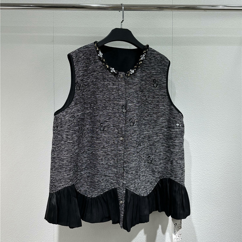 1385女权贵族2026春装新款大码女装显瘦遮肉马夹时尚小香风马甲