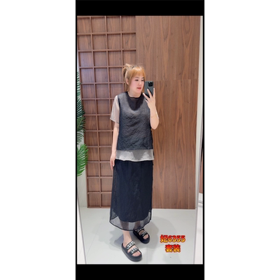 6355妃儿红2026夏新款大码女装显瘦两件套装时尚短袖上衣+半身裙