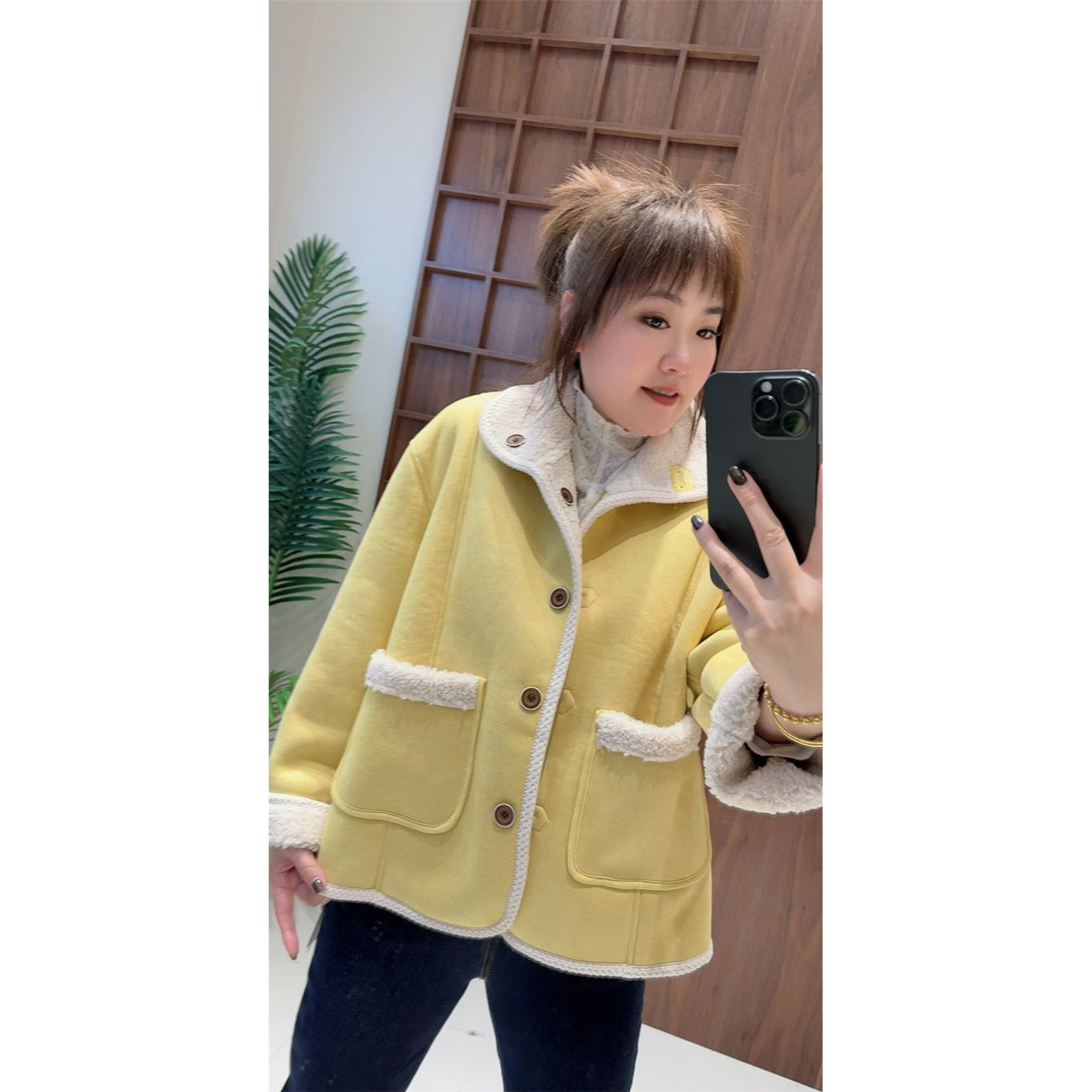 3962妃儿红2025冬季新款大码女装显瘦加棉外套双面棉衣棉服两面穿