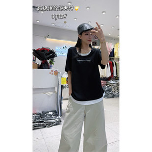 显瘦上衣时尚 女装 短袖 T恤半袖 6002妃儿红2026春夏新款 小衫 大码