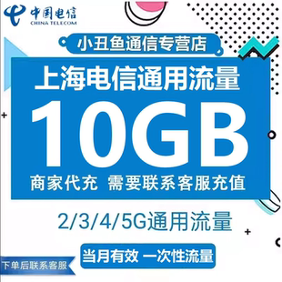 上海电信流量充值10GB流量包2G3G4G5G国内通用流量叠加包30天有效