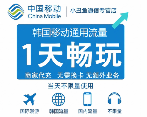 国际移动漫游韩国流量包1天不限量 达量降速 境外流量包无需换卡
