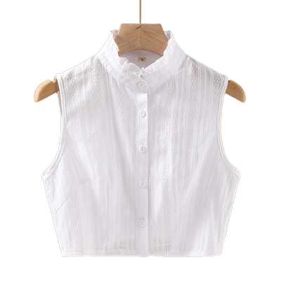 秋冬立领假领子女百搭纯棉荷叶边