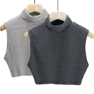 LRXN保暖假领子女百搭假领高领条纹毛衣装 饰领内搭打底假衣领秋冬