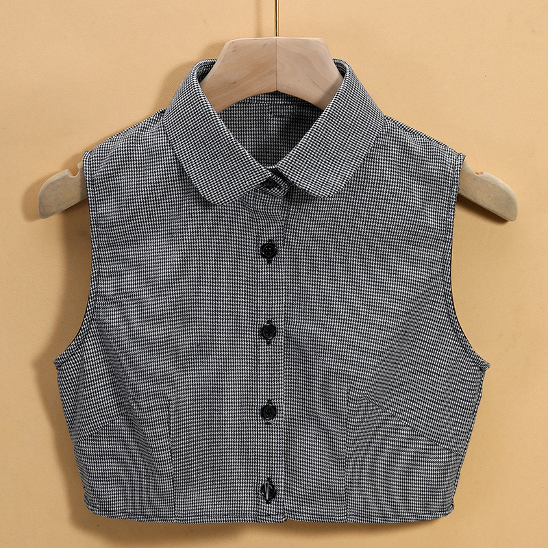 千鸟格荷叶百搭风春秋冬假领子