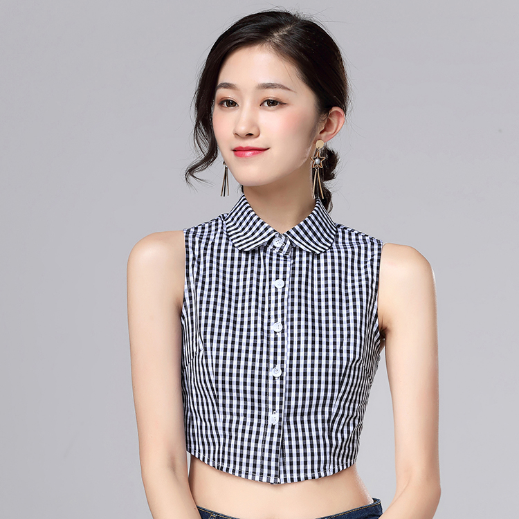 韩版娃娃假领子女衬衫秋冬装饰假领黑白格子衬衣假衣领棉毛衣领子