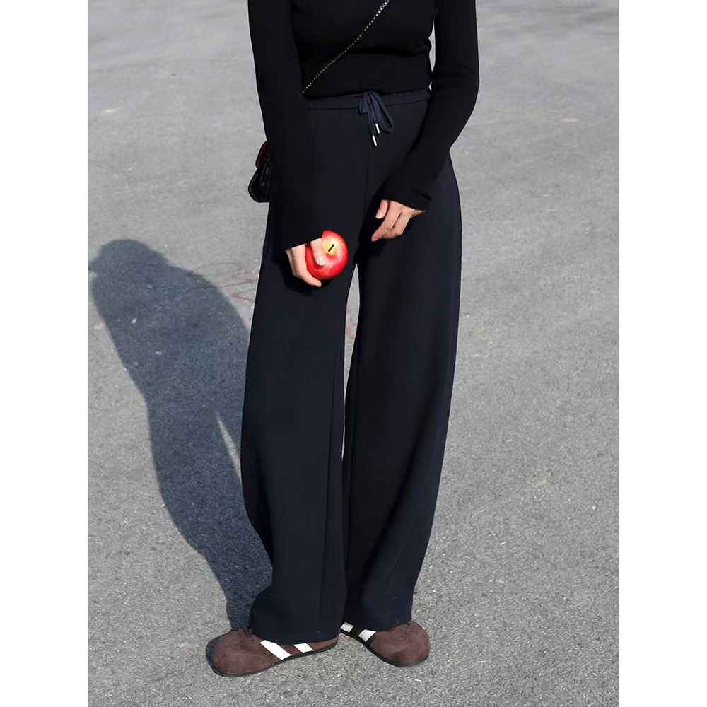 故岛加厚羊毛蚕丝弯刀针织卫裤女秋冬舒适百搭抽绳运动休闲阔腿裤,女装/女士精品,卫裤,淘宝优惠券,粉丝福利购,淘宝优惠卷